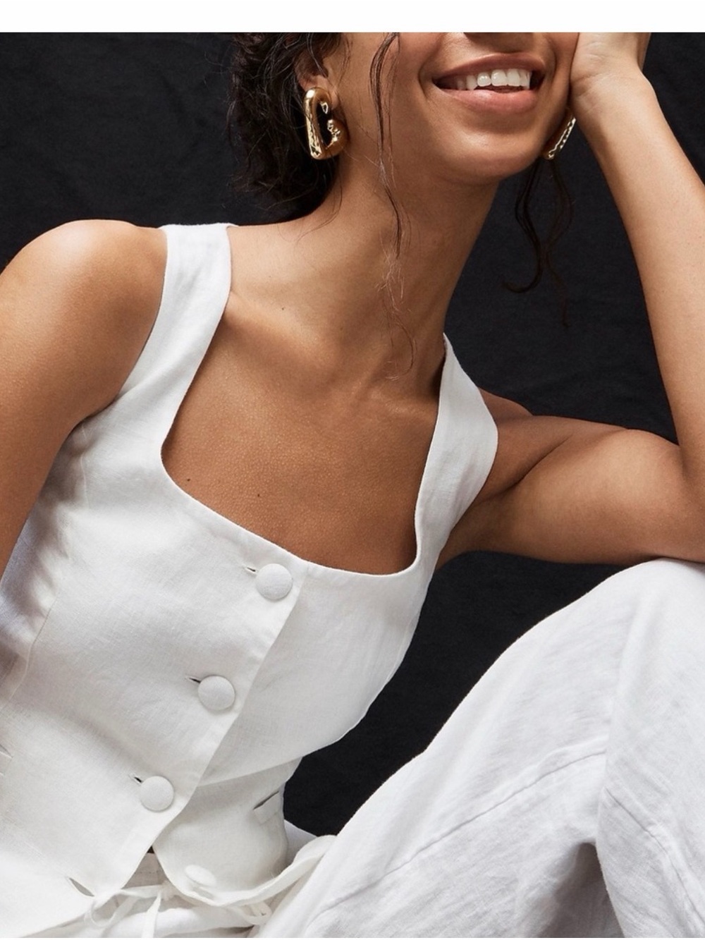 J.Crew Scoop-neck linen-blend vest in white 6